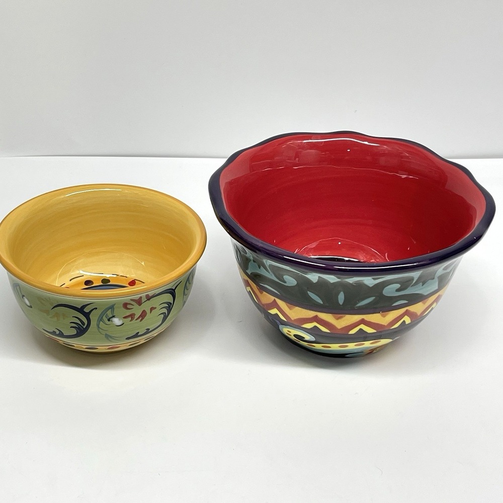 Corsica Esmeralda & Merida Collections Cereal & Fruit Bowls Set Hand Painted - Picture 3 of 13